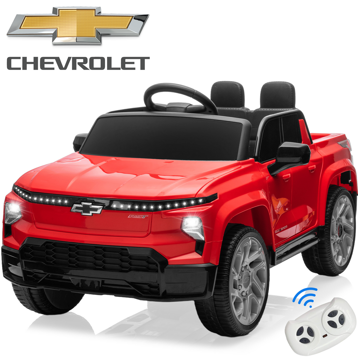 Chevrolet Silverado 24V Ride on Truck, Black Ride on Toys with Remote Control, Battery Powered Ride on Cars for Boys, Electric Truck Cars for Kids to Ride, LED Lights, MP3 Music, Single Seat, Pink