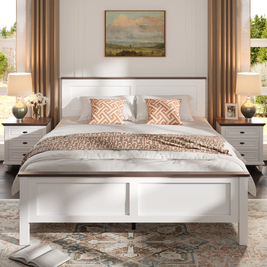 Upholstered Platform Bed Frame with Tufted Headboard, Modern Queen Size Bed Frame with Solid Wood Legs, Mid-Century Platform Bed for Adults Kids, No Box Spring Needed, Grey
