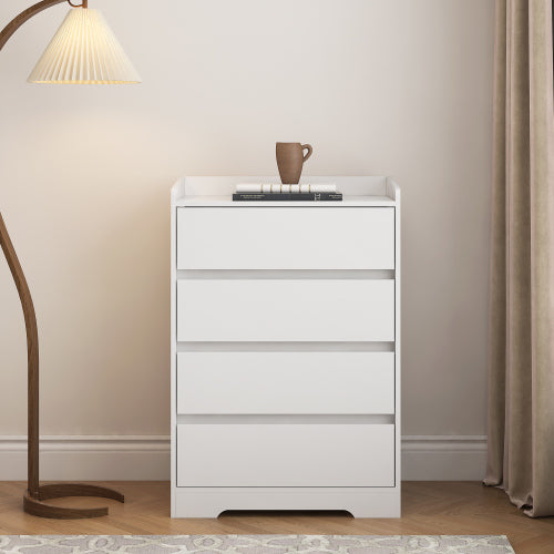 SESSLIFE 4 Drawer Dresser, Chest of Drawers Without Handle,Black Dresser for Bedroom 100% Waterproof, Modern Wooden Cabinet with Sturdy Frame for Living Room, Entryway, Bedroom, Hallway, Office