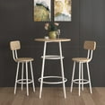 Sesslife 3-Piece Modern Dining Set for Home, Kitchen, Dining Room with Storage Backrest, Square Table with 2 Chairs, Steel Frame, Brown Color
