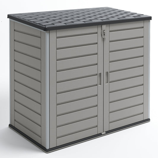 51 cu.ft. Resin Outdoor Storage Shed, Plastic Shed with Lockable Lid, Waterproof Storage Box for Patio, Garden, Backyard - 350 Gal, Gray