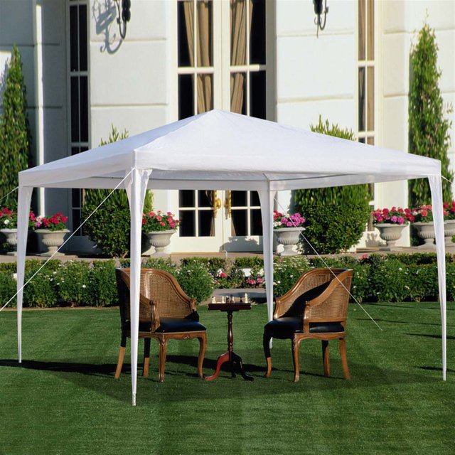 Outdoor Backyard Tent for Party, YOFE 10x10 ft Wedding Canopy Tent Gazebo Tent for Camping Beach BBQ Shelter, Waterproof Sunproof Garden Party Tent no Sidewall, White Car Tent, D113