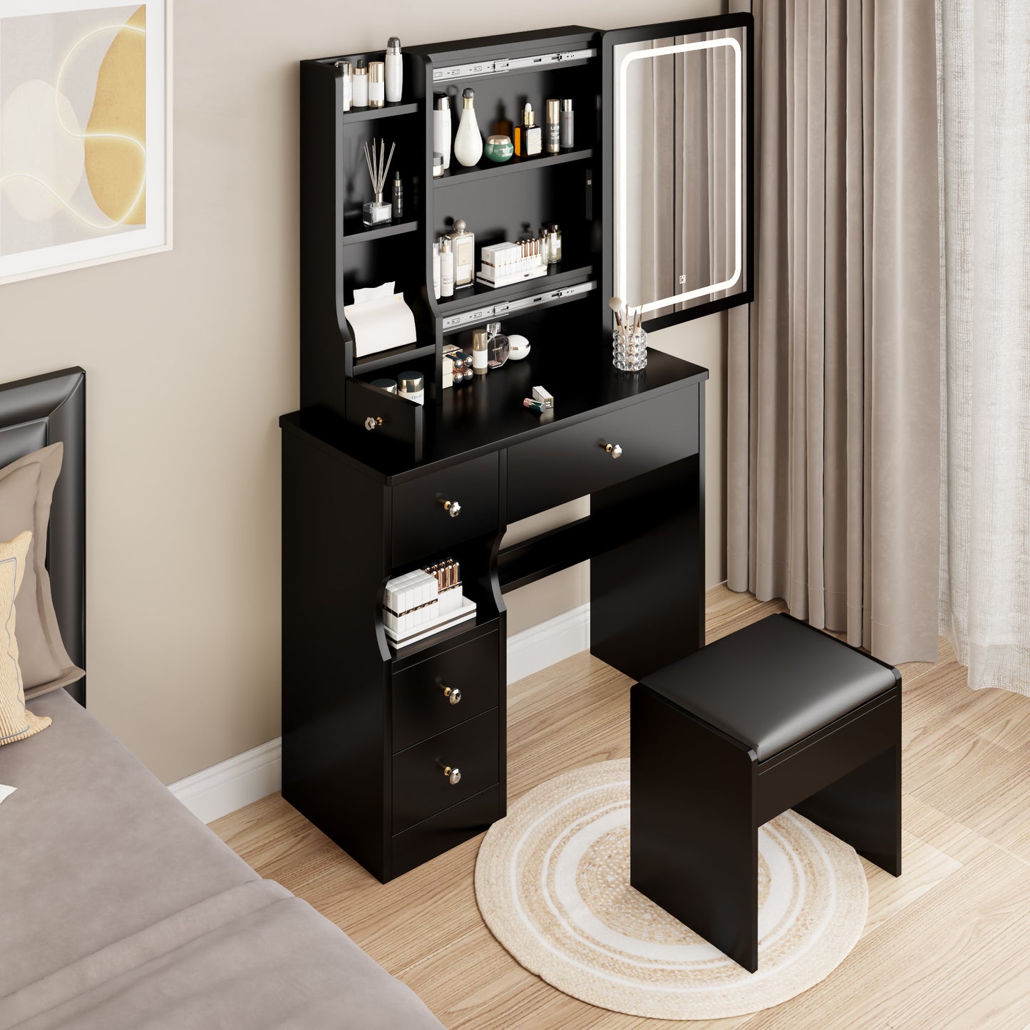 PORKISS Vanity Set with Sliding Mirror