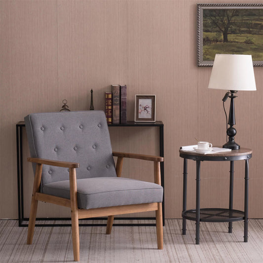 SESSLIFE Gray Accent Chair, Single Sofa Armchair w/Wood Frame and Thick Sponge Cushion, Modern Leisure Chair for Living Room Bedroom Office