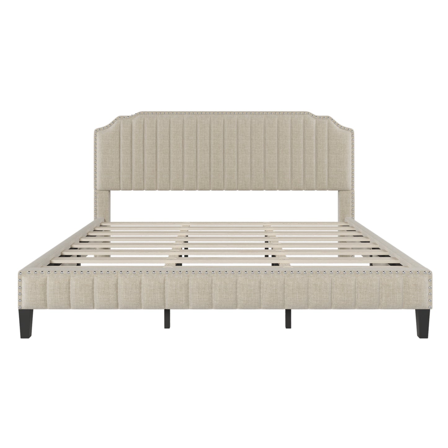 SESSLIFE Upholstered Linen Platform Bed Frame, LJC