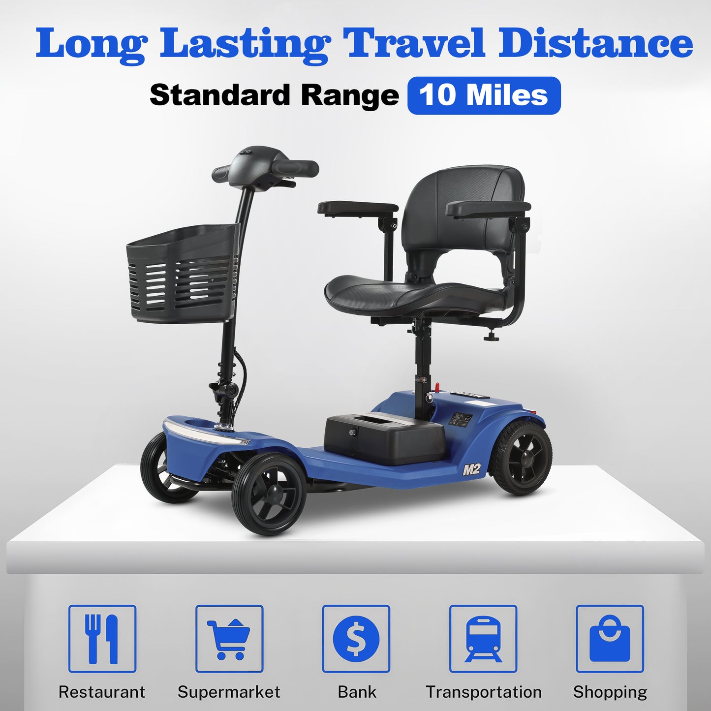 ENYOPRO 4 Wheel Electric Scooter for Adults, Foldable All-Terrain Mobility Scooter for Seniors with Bright Headlights, USB Port, Basket and Long-Range Battery