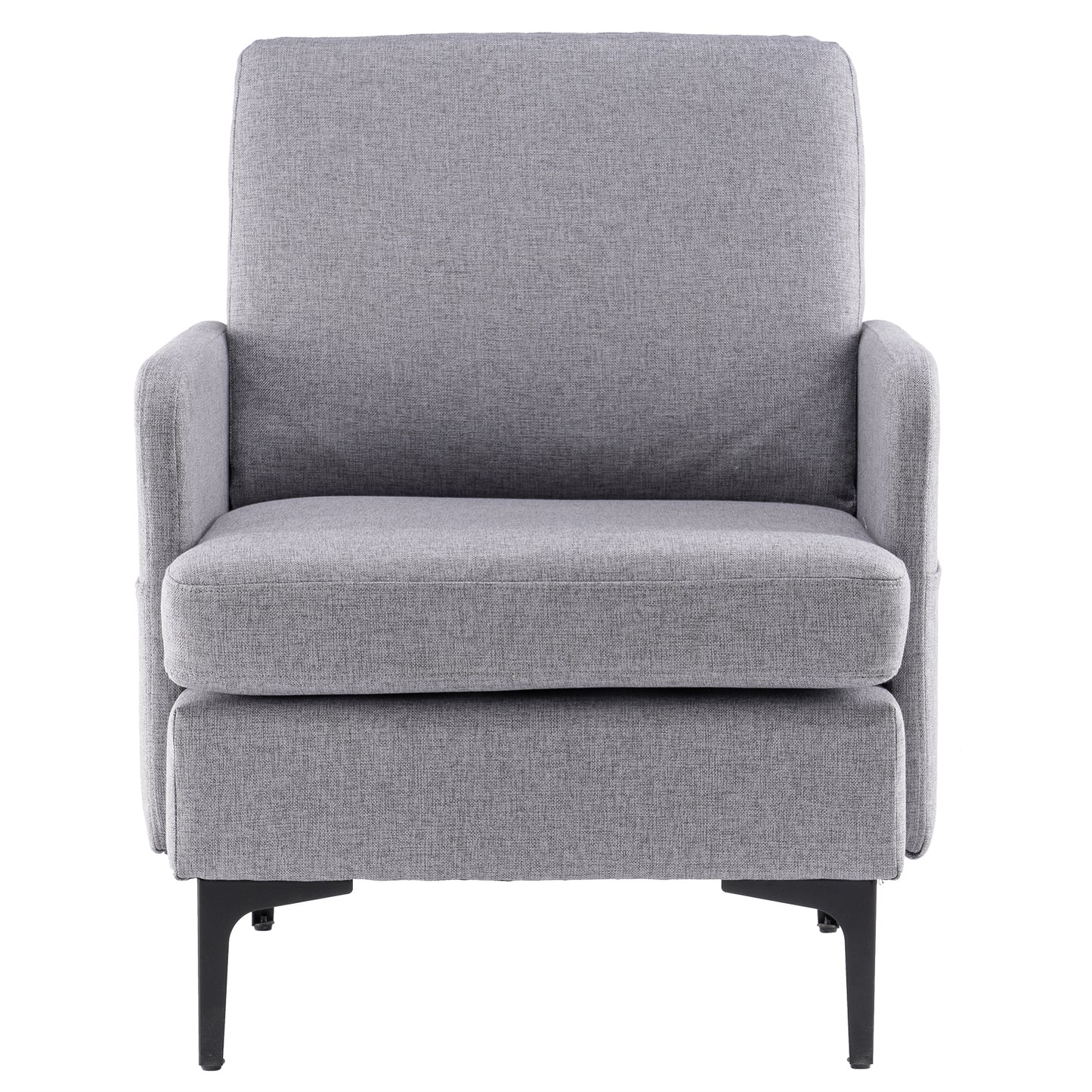 Sesslife Single Sofa, Modern Accent Chair with Metal Feet, Modern Leisure Arm Chair for Bedroom, Living Room, Light Gray