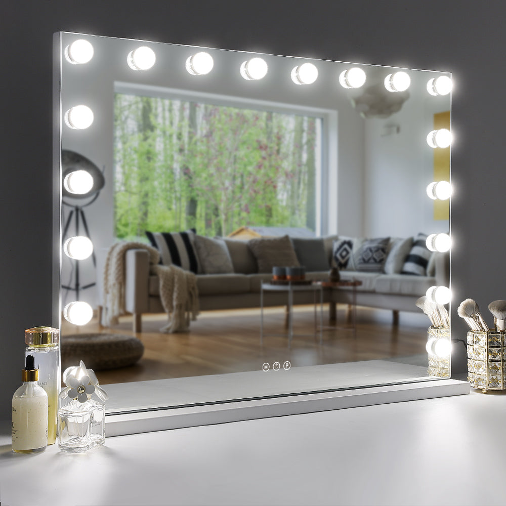SESSLIFE Hollywood Vanity Mirror with Lights, Touch Control Dimmable Makeup Mirror with 18 LED Bulbs, 10x Magnification and USB Rechargeable, Wall Mount/Tabletop Mirror for Bedroom