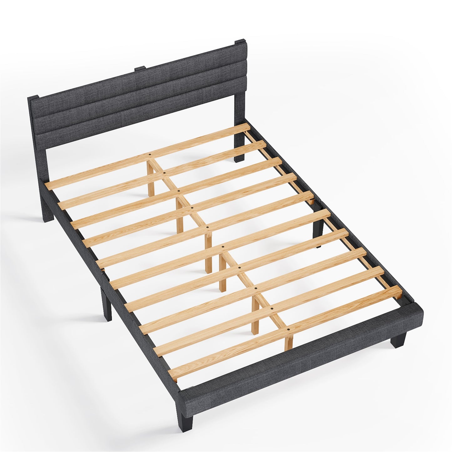 SESSLIFE Queen Bed Frame, 3-Position Adjustable Headboard Linen-Like Upholstered Platform Bed Frame for Teens Adults, No Box Spring Needed, Easy Assembly, Noise Free, Dark Gray