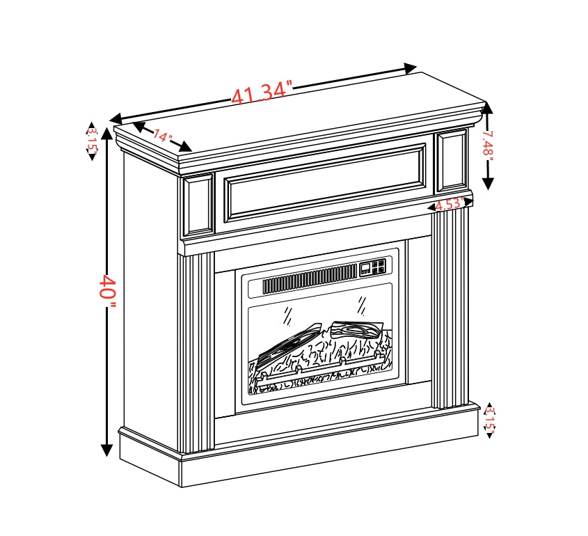 SESSLIFE 41" Electric Fireplace Heater with Mantel, Freestanding Design with 3D Adjustable Flame, Remote Control, Compact for Indoor Use, Cherry Finish, Heats Up to 400 Sq Ft