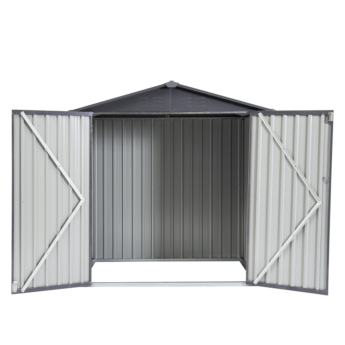 Outdoor Storage Shed, SESSLIFE 6ft x 4ft Galvanized Metal Storage Shed with Lockable Door for Garden Backyard Patio Lawn