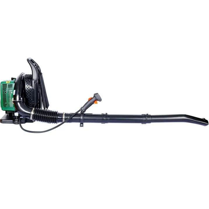 SESSLIFE Gas Leaf Blower, 63.3CC 2 Stroke Backpack Blower with Extension Tube, Adjustable Strap, Comfortable Handle, 750CFM Commercial Blower for Blowing Leaves/Snow Debris/Dust, Green