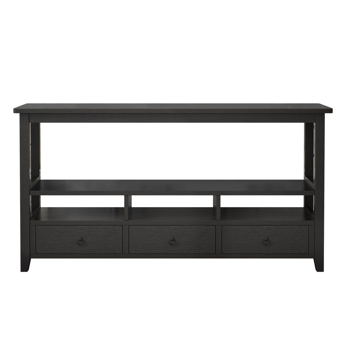 SESSLIFE Console Table with Drawers and Shelves, Narrow Entryway Console Table with Storage, Black Industrial Sofa Table for Living Room, Hallway, Behind Couch