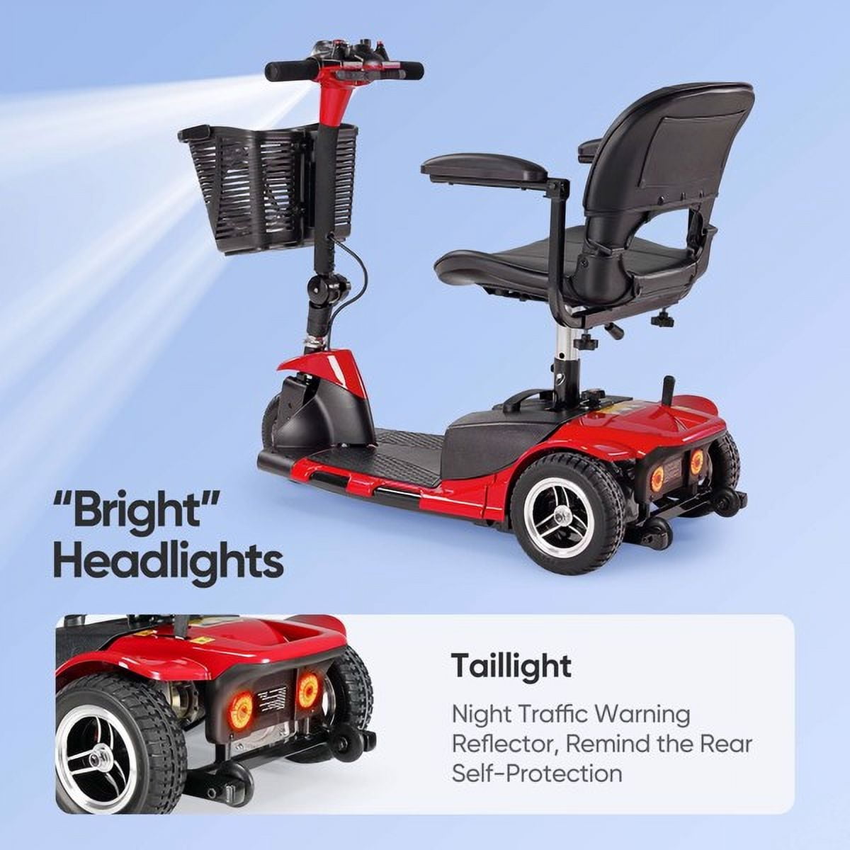 ENYOPRO 3 Wheel Electric Scooter for Adults, Foldable Mobility Scooter for Seniors with 360° Adjustable Seat, Powered Electric Wheelchair with Bright Headlights, Basket and Long-Range Battery