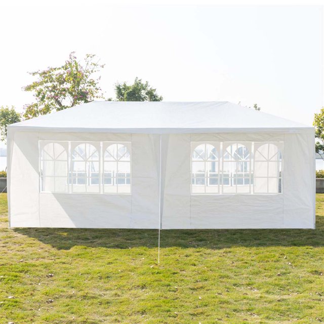 Outdoor Backyard Tent for Party, YOFE 20x10 ft Wedding Canopy Tent Car Tent for Camping Beach BBQ Shelter, Waterproof Sunproof Garden Party Tent with 6 Side Wall, White Portable Gazebo, D153