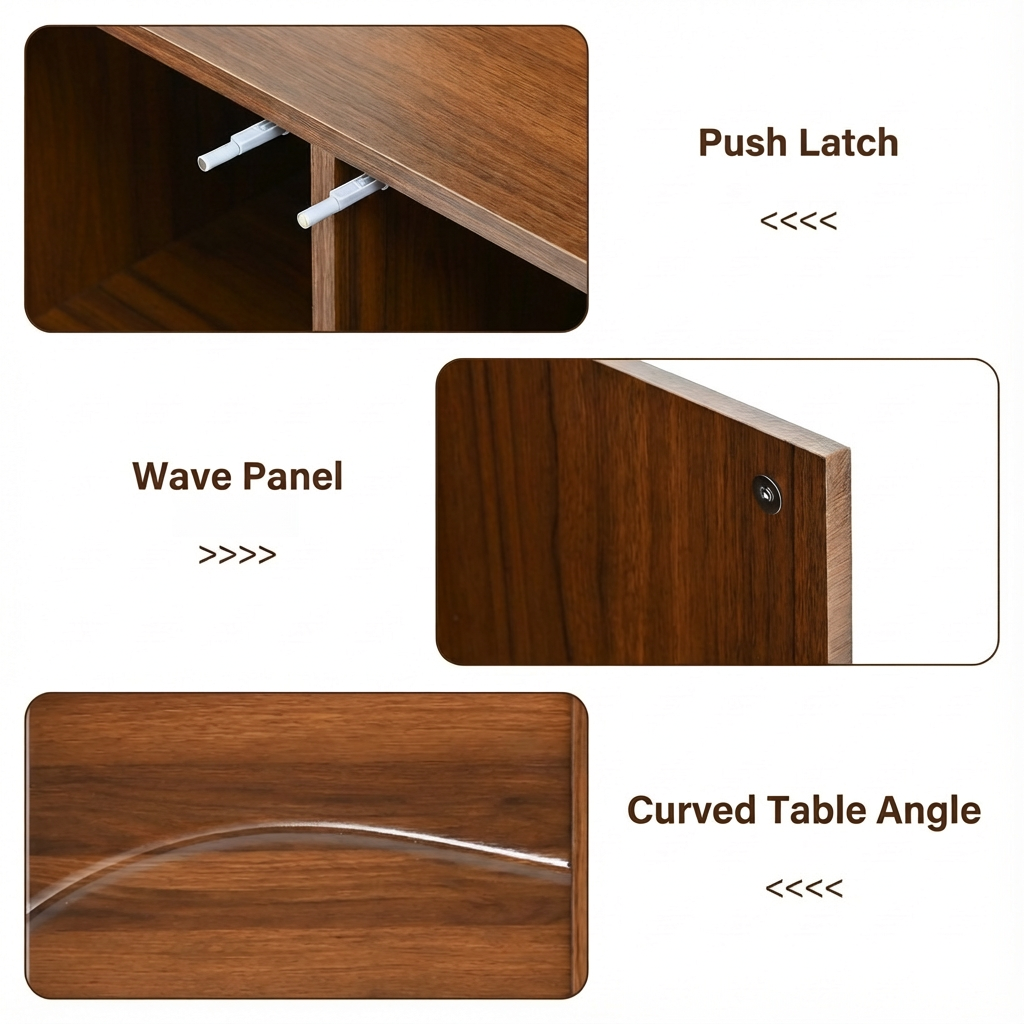 SESSLIFE Walnut Credenza Storage Cabinet, 59 Inch Modern Sideboard with Adjustable Shelves and Metal Base, Accent Cabinet for Dining Room