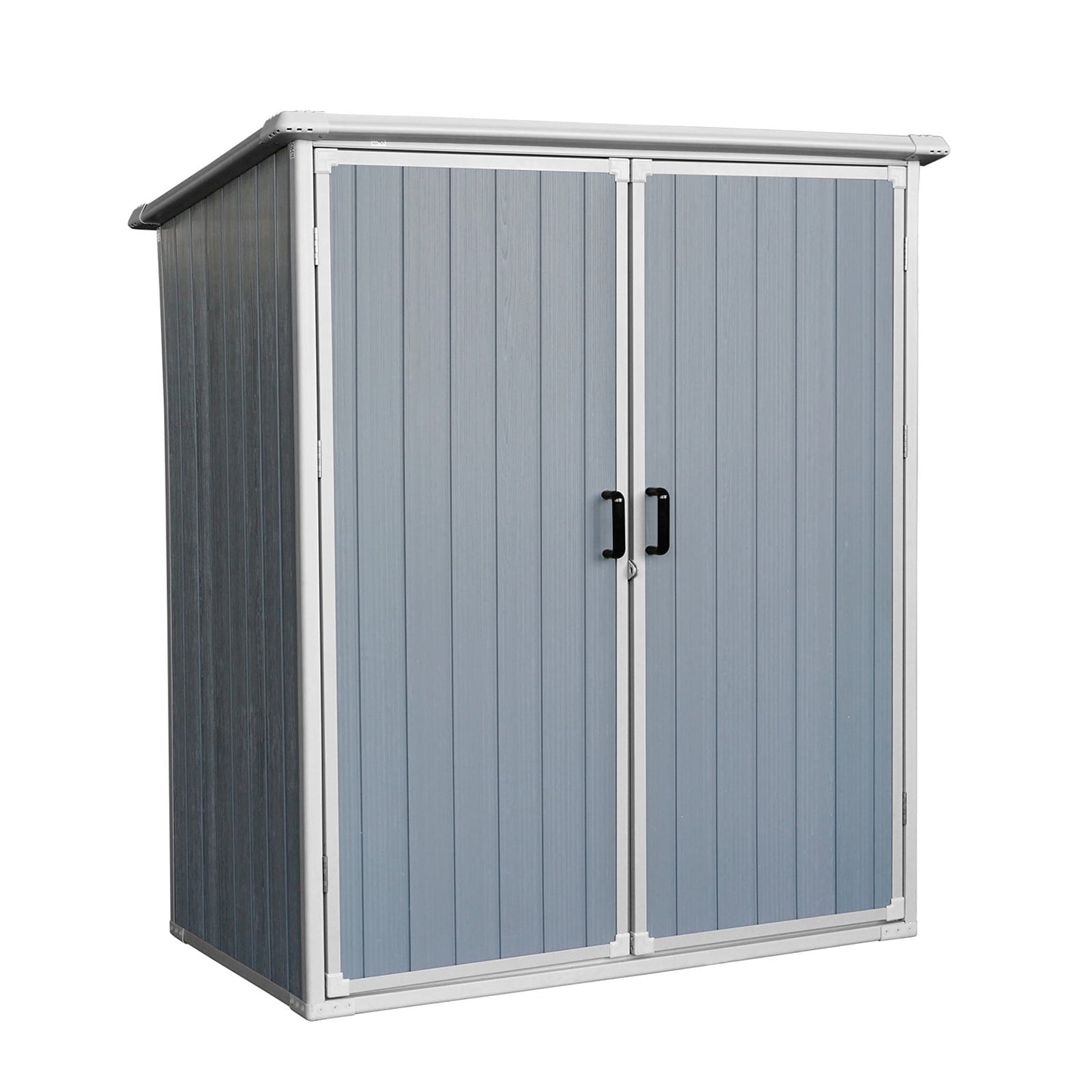 5 x 4 FT Resin Storage Shed, Outdoor Plastic Shed with Floor and Window, Resin Backyard Garden Storage Shed for Tools, Patio Furniture, Pool Accessories, Gray