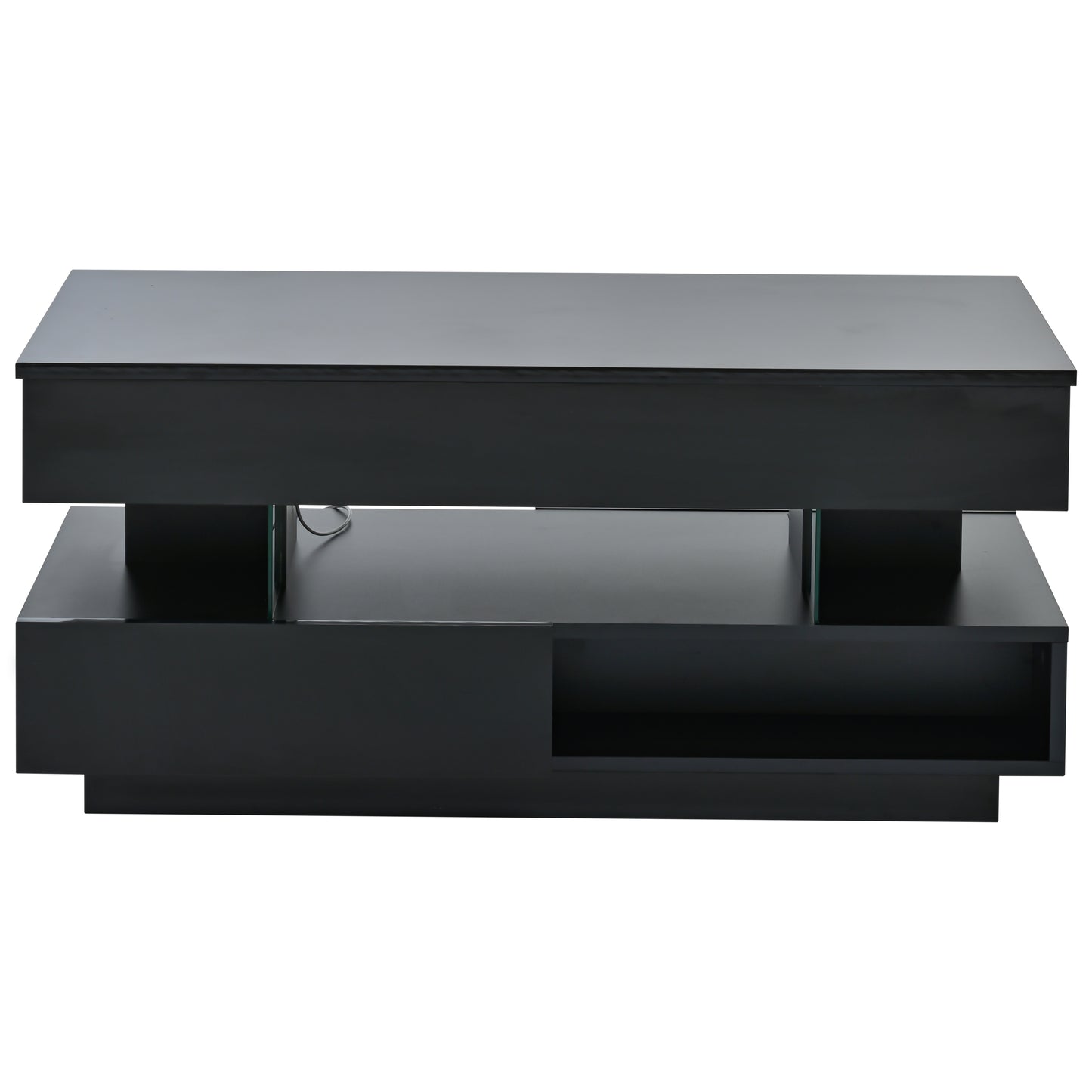 SESSLIFE Modern Lift Top Coffee Table with Storage, Hidden Compartment and LED Lighting, Multifunctional Centerpiece for Small Spaces, 39.3 Inch, Black