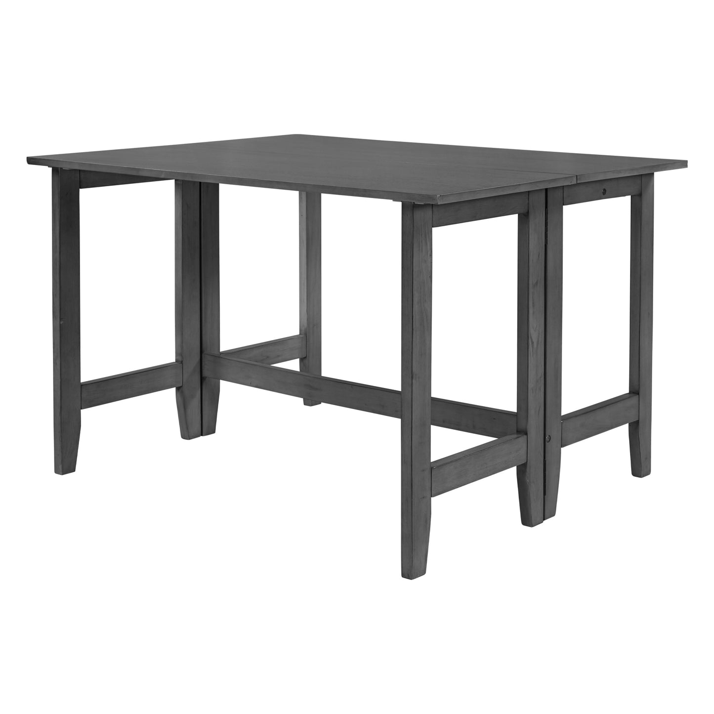 SESSLIFE Extendable Dining Table for Small Space, Farmhouse Solid Wood Kitchen Table, Drop Leaf Folding Design, Rectangular Dining Table for 4, Gray