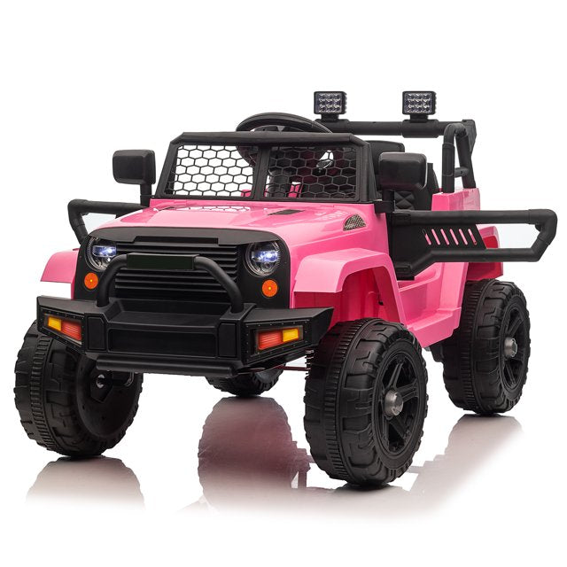 12V Powered Ride on Car for Kids, Sesslife Electric Ride on Toys with Remote Control, 3 Speeds, Horn, LED Lights, Kids Ride on Truck for Girl 2-4 Years Old Birthday Gift, Pink