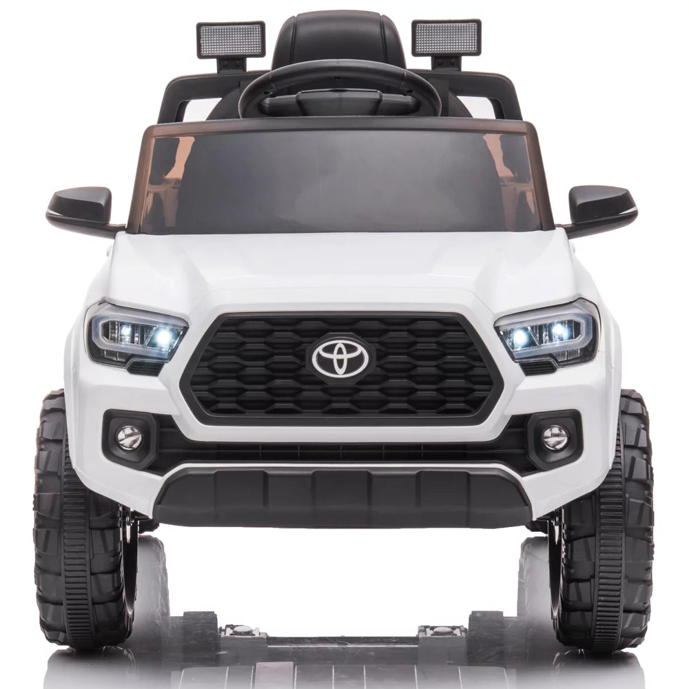 Official Licensed Toyota Tacoma Kids 12V Ride on Toys, Ride on Car with Remote Control, MP3 Player, Radio, Lights, Battery Powered Electric Ride on Vehicle for 2 to 4 Years Birthday Gift, White