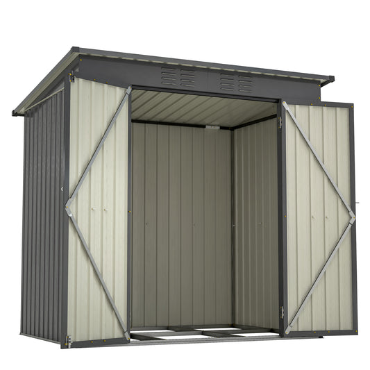 6 x 4 FT Sheds and Outdoor Storage, Metal Storage Shed with Single Lockable Door for Lawnmower, Garden Tools, Bike and Garbage Can, Black Outdoor Storage Cabinet