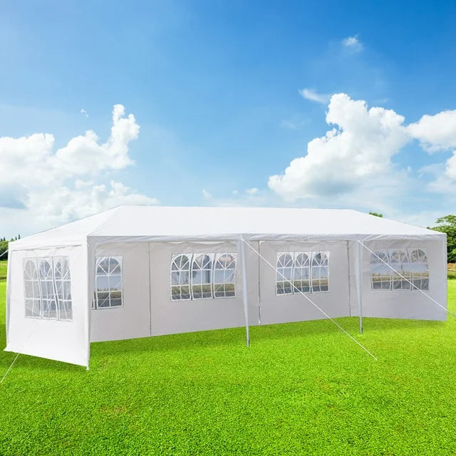 YOFE Party Tent 30x10 ft, Outdoor Canopy Tent for Party Wedding Parking Camping BBQ, Patio Tent for Backyard Garden, Portable Waterproof Sun-proof Gazebo Tent with 7 Removable Sidewalls, White, D172