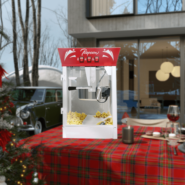 Commercial Popcorn Maker Machine, 12 oz Kettle Stainless Steel Popcorn Machine with Tempered Glass, Warming Deck, 850W Countertop Popcorn Popper for Movie Theatre, Parties