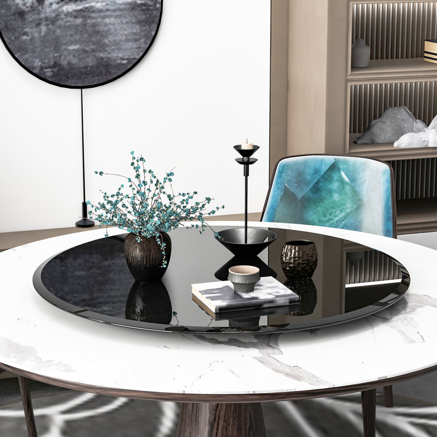 SESSLIFE 36 Inch Round Tempered Glass Table Top, Black Glass 1/2 Inch Thick Beveled Polished Edge with Polished Edge for Dining Table, Patio, Coffee Table, Replacement Glass Top