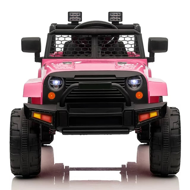 12V Powered Ride on Car for Kids, Sesslife Electric Ride on Toys with Remote Control, 3 Speeds, Horn, LED Lights, Kids Ride on Truck for Girl 2-4 Years Old Birthday Gift, Pink