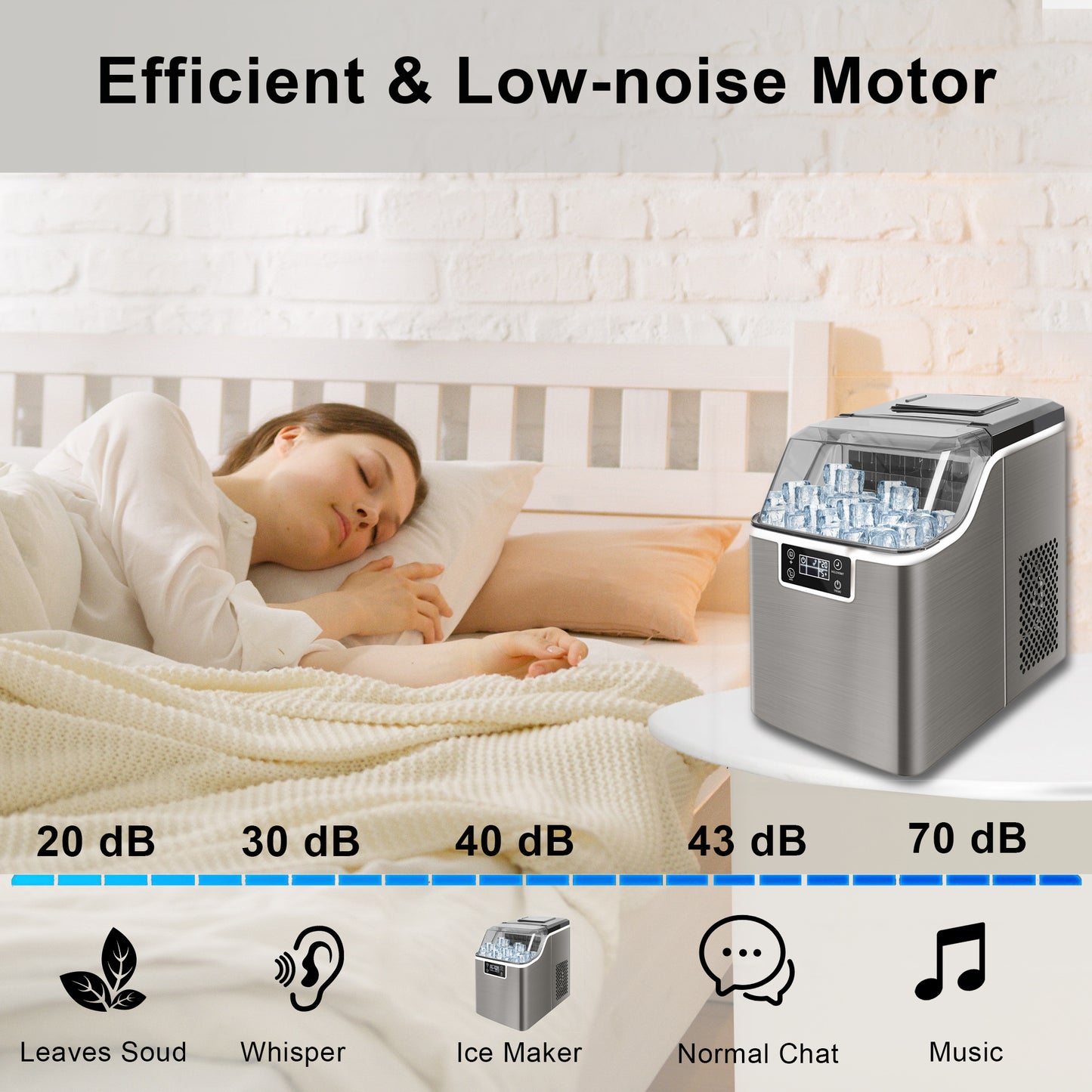 SESSLIFE Ice Maker Machine, Countertop Ice Cube Maker with Ice Scoop for Home Office Use, DT40