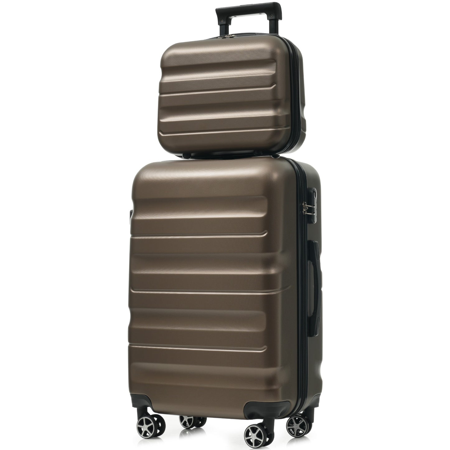 SESSLIFE 6 Piece Hardshell Luggage Set, Lightweight ABS Luggage with Spinner Wheels, 12" to 31" Carry On and Checked Luggage for Family Travel, Business Trips, Nestable Storage, Brown