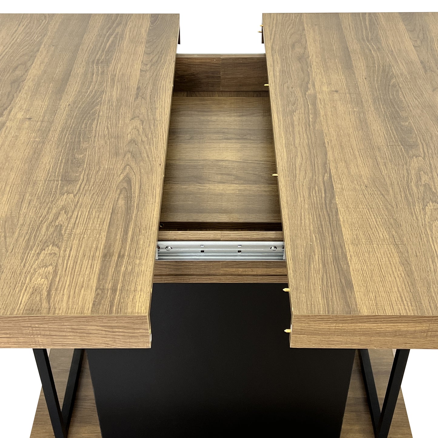 SESSLIFE Extendable Dining Table for 6-10 People, 160-200cm Solid Wood Farmhouse Table with Distressed Finish, Rustic Rectangular Kitchen Table, Dining Room Table for Large Space, Black Brown