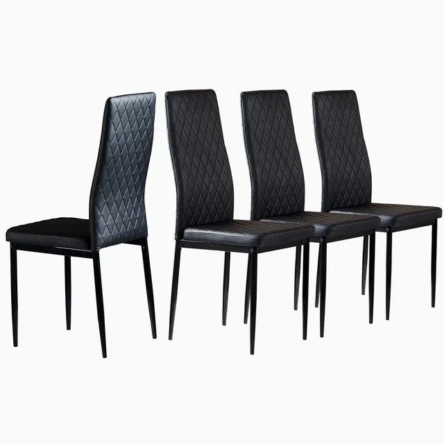 Dining Chairs Set of 4, Dining Room Chairs, Dining Side Chairs for Home Kitchen Living Room, Leather Dark Gray