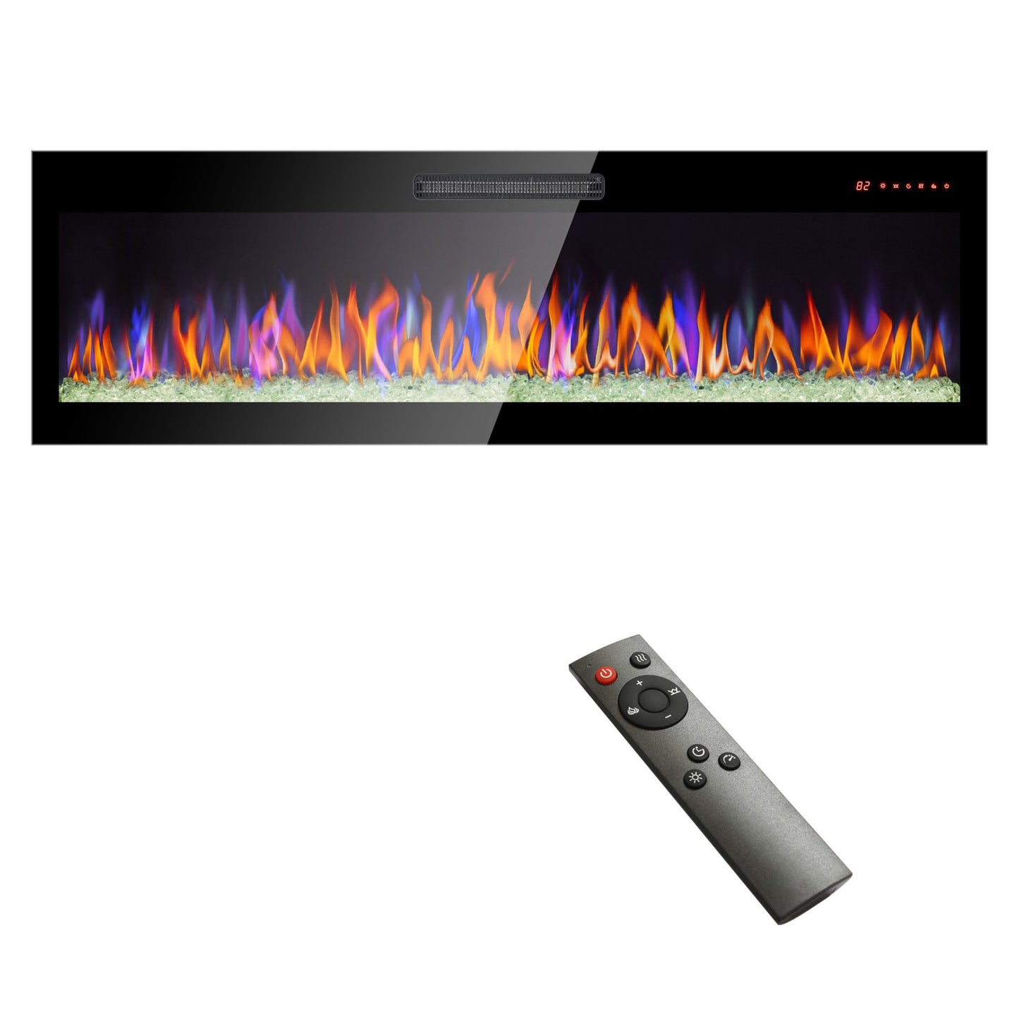 Sesslife 50" Ultra-Thin Electric Fireplace Inserts, Recessed Wall Mounted Fireplace, Adjustable Flame Color & Speed, Low Noise LED Fireplace Heater with Touch Screen and Remote Control, Black