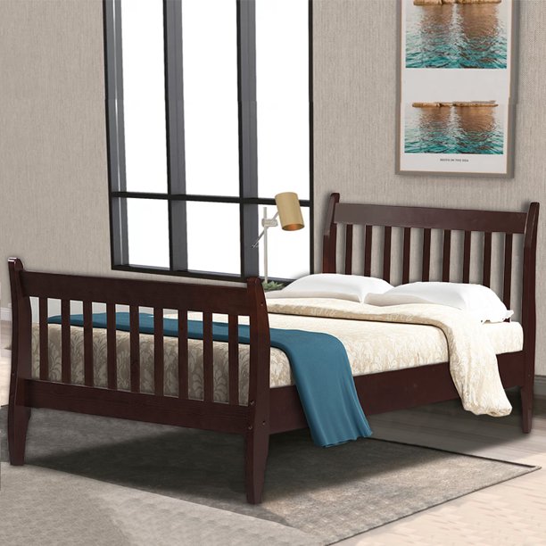 Twin Platform Bed, Sesslife Pine Wood Bed Frames with Headboard and Footboard, Twin Size Beds No Box Spring Needed, Modern Bed for Boys Girls Room, 80" L X 41.3" W X 40.4" H, Espresso