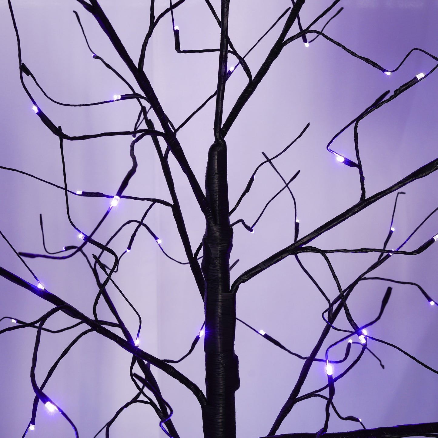 3-Piece Birch Tree with Lights - 4/5/6FT Artificial Black Prelit Lighted Tree for Hallo-ween, Weddings Indoor/Outdoor Decor, Purple LED,  Holiday Decoration