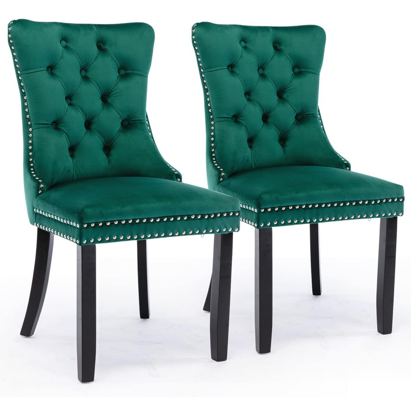 Dining Chairs Set of 4, Upholstered High-End Tufted Dining Room Chair with Back Ring and Nailhead Trim, Modern Velvet Chairs with Solid Wood Legs for Kitchen,Gold