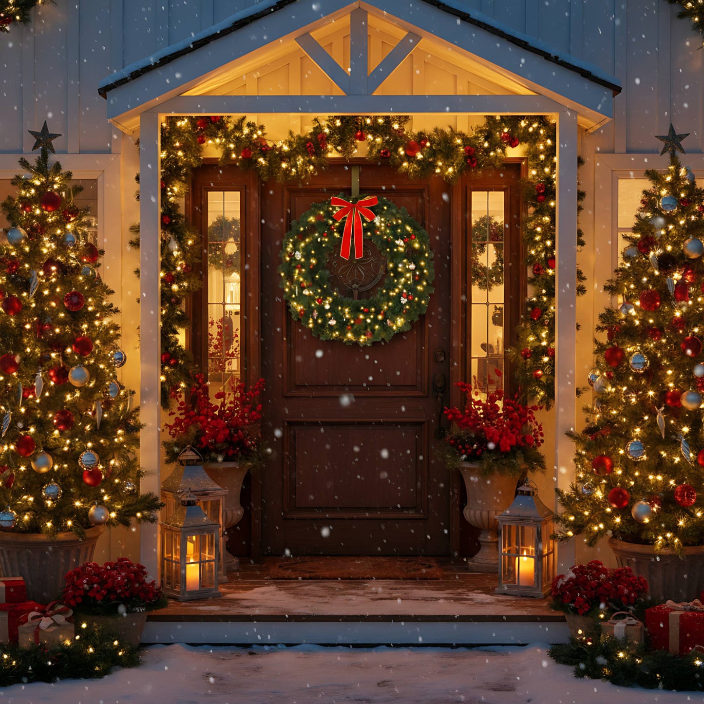 48inch Pre-Lit Christmas Wreath, SESSLIFE Large Outdoor Christmas Wreath with LED Lights, Large Bow and Remote Control, Full Outdoor Wreath for Front Door, Gate, Green