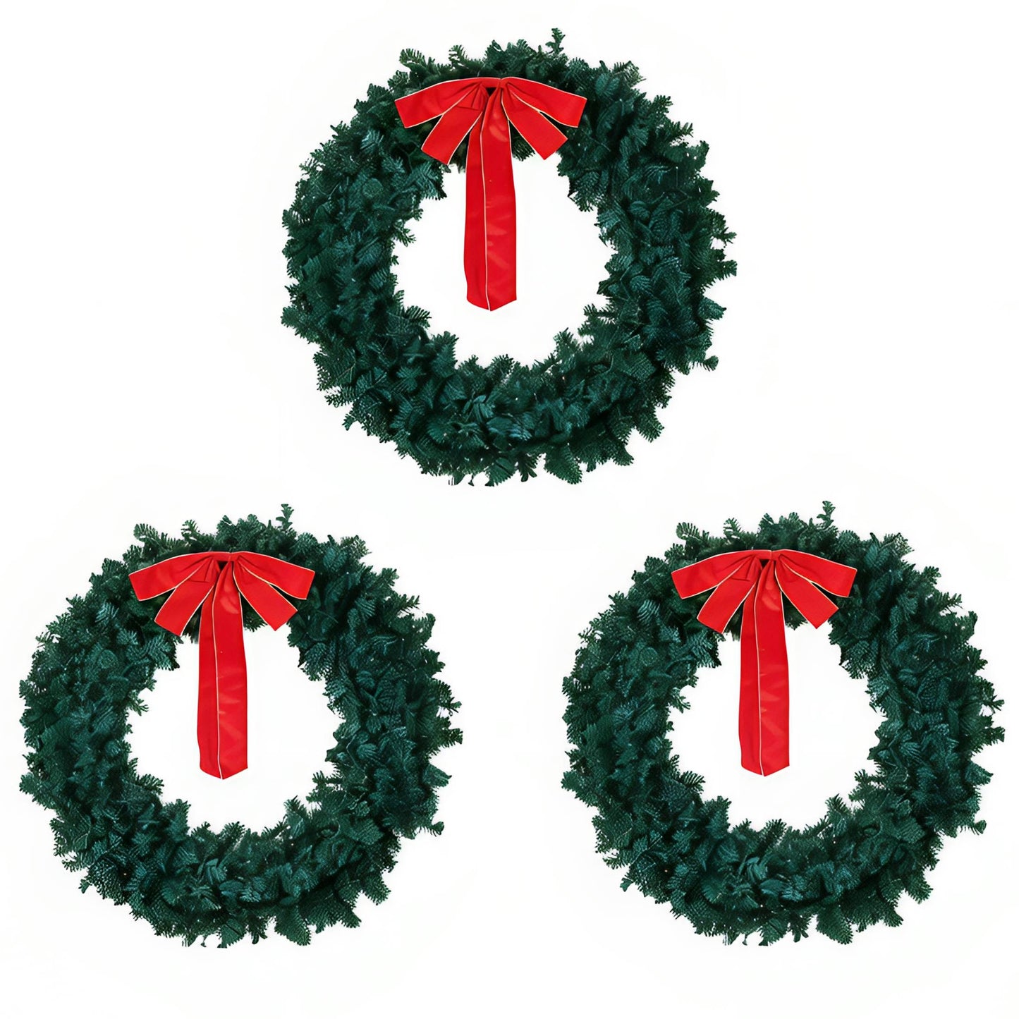 48in Pre-Lit Christmas Wreath, SESSLIFE 3pcs Large Artificial Xmas Wreath with LED Lights, Remote Control and Stepless Dimming, Full Outdoor Wreath for Front Door, Gate, Green
