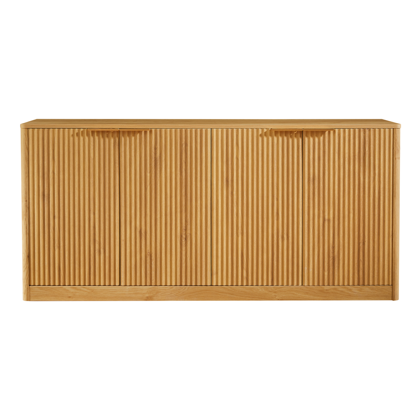 SESSLIFE 59 Inch Modern Wavy Sideboard Cabinet with Curved Front and 4 Doors, Natural MDF Storage Cabinet Media Console TV Stand for Living Room Kitchen Bedroom