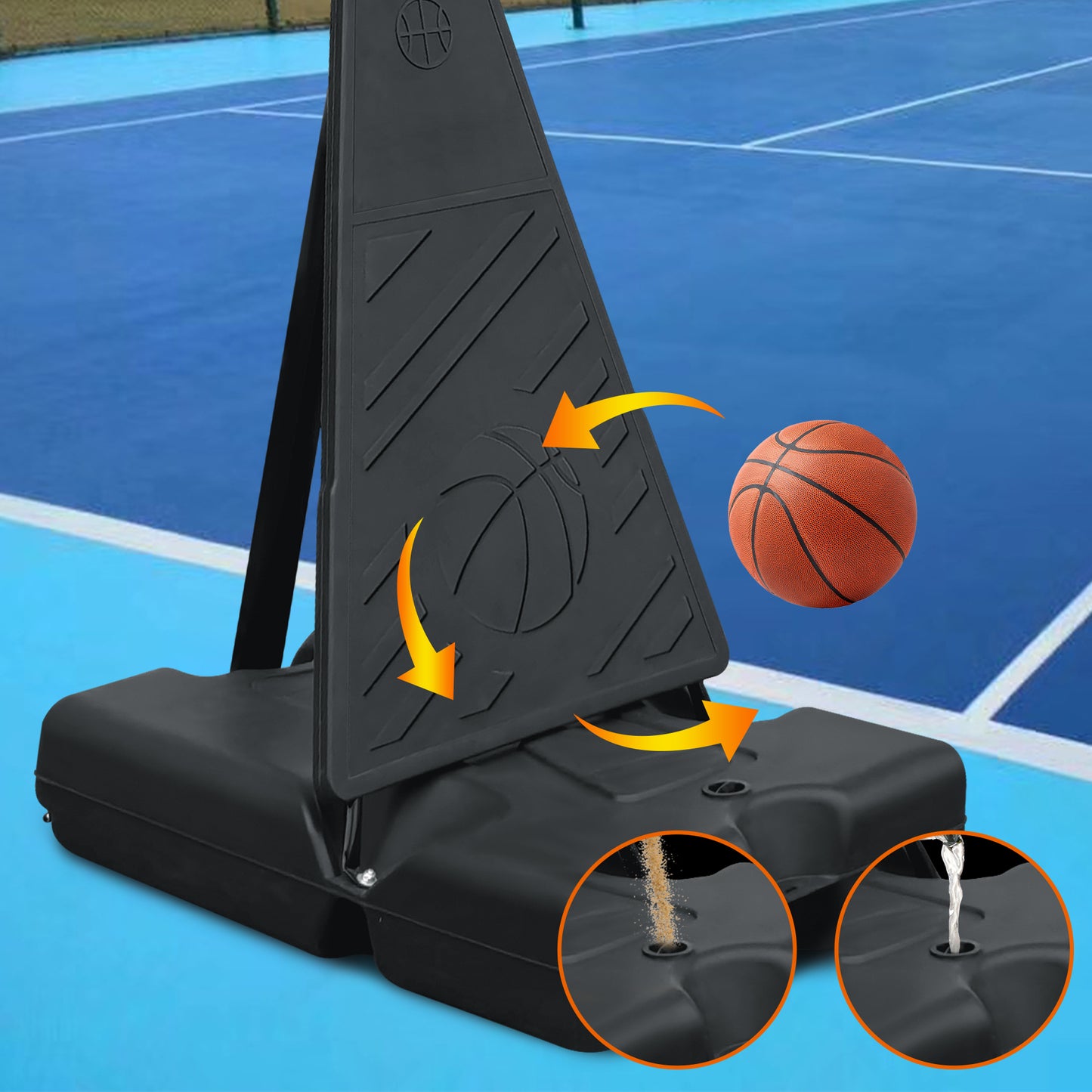 Outdoor Basketball Hoop, Portable Basketball Court for Adults Teenagers, 8.04ft -10.01ft Height Adjustable Basketball Goal