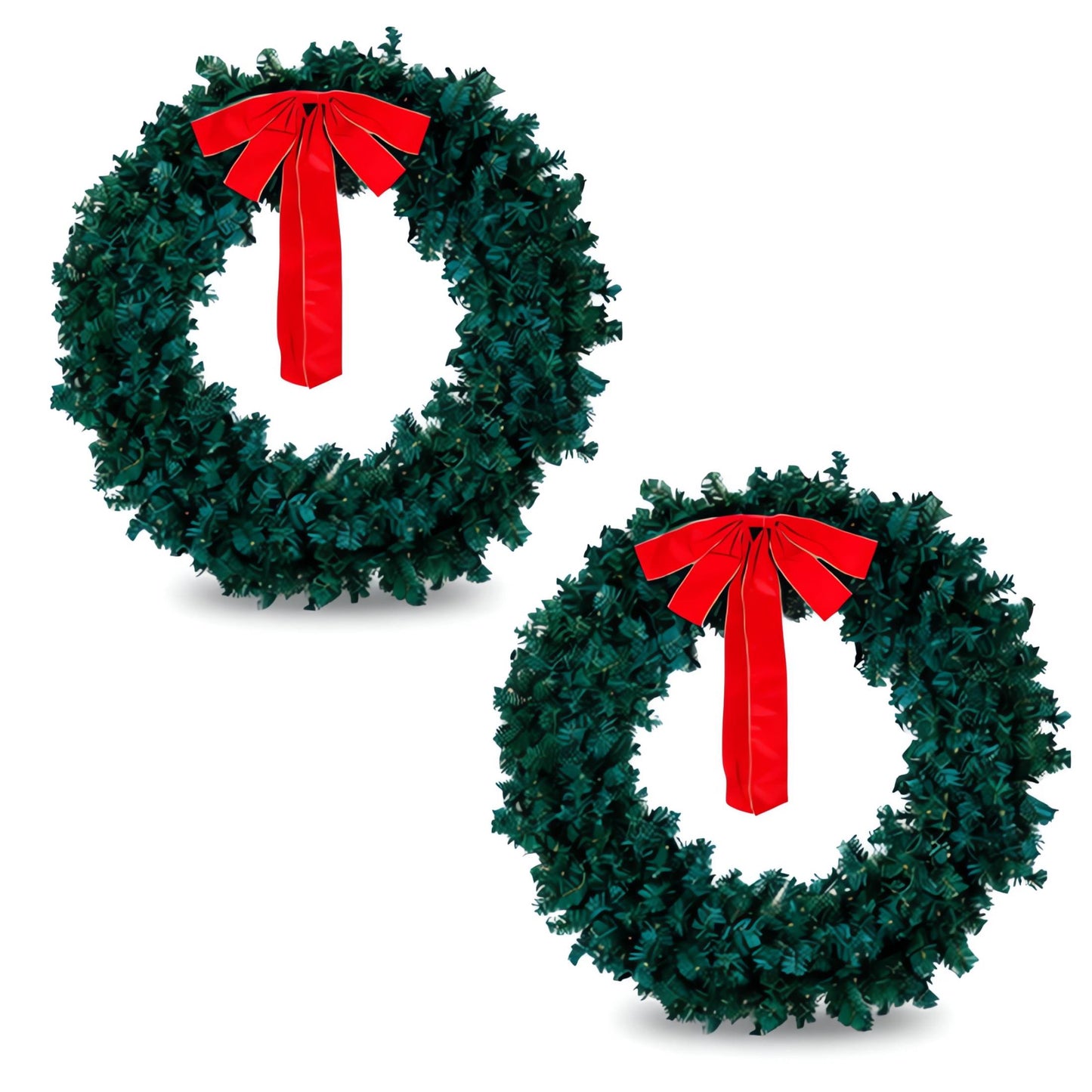 48in Pre-Lit Christmas Wreath, SESSLIFE 3pcs Large Artificial Xmas Wreath with LED Lights, Remote Control and Stepless Dimming, Full Outdoor Wreath for Front Door, Gate, Green
