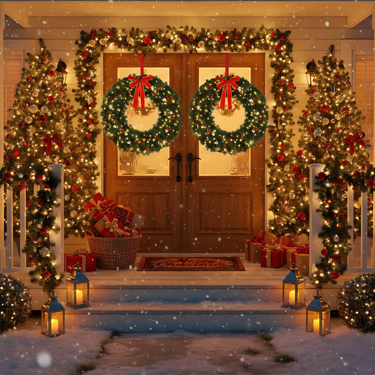 48inch Pre-Lit Christmas Wreath, SESSLIFE Large Outdoor Christmas Wreath with LED Lights, Large Bow and Remote Control, Full Outdoor Wreath for Front Door, Gate, Green
