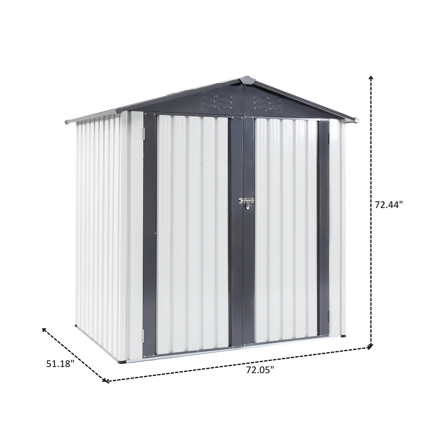 Outdoor Storage Shed, SESSLIFE 6ft x 4ft Galvanized Metal Storage Shed with Lockable Door for Garden Backyard Patio Lawn