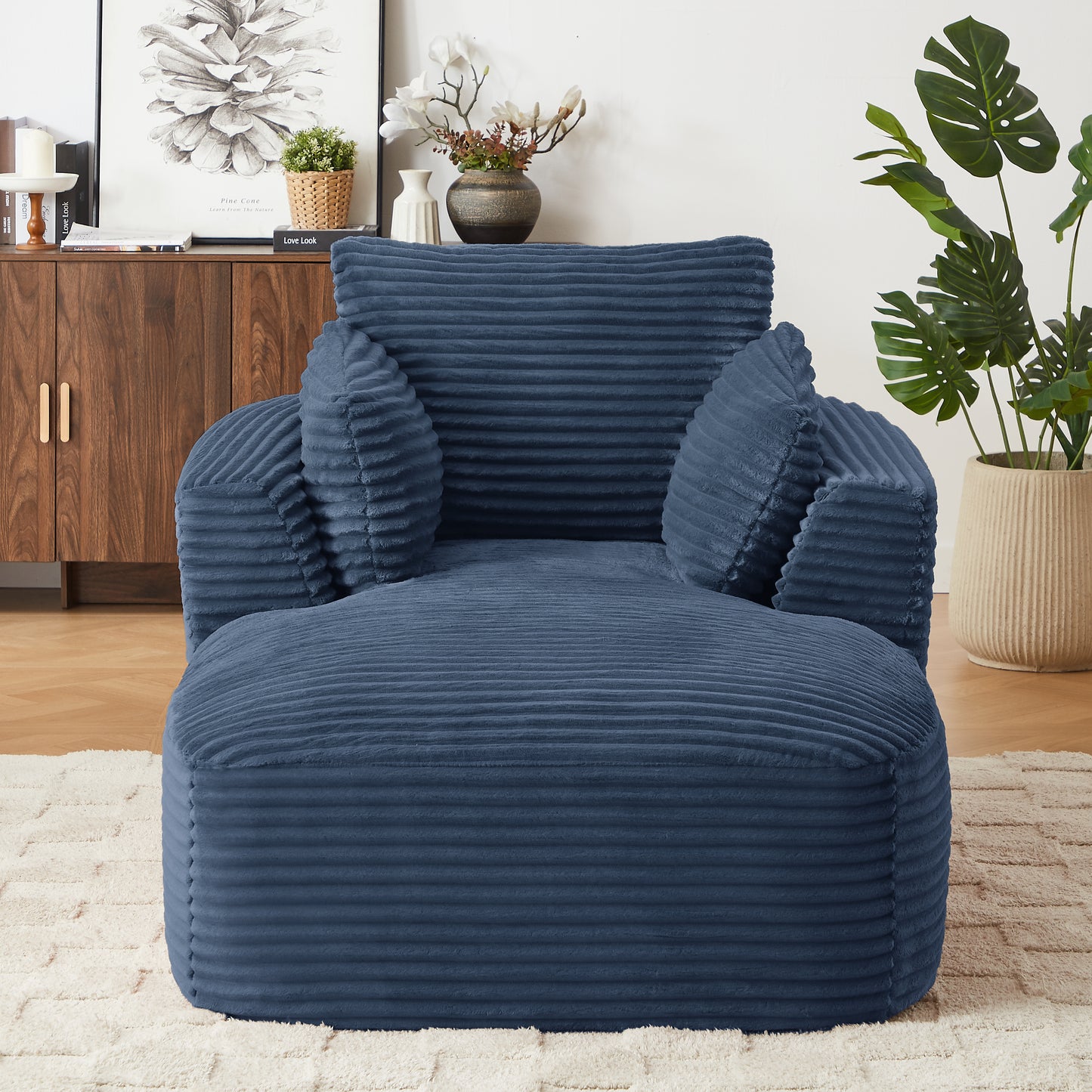 SESSLIFE Oversized Chaise Lounge Chair, 64.6" Comfy Corduroy Chaise Sofa Recliner Bed Upholstered Sleeper Couch Bed for Living Room, Bedroom, No Assembly, Green