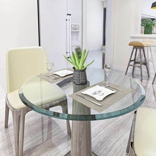 SESSLIFE 36 Inch Round Tempered Glass Table Top, 1/5" Thick Clear Safety Glass with Polished Edge for Dining Table, Patio, Coffee Table, Indoor Outdoor Use, Replacement Glass Top
