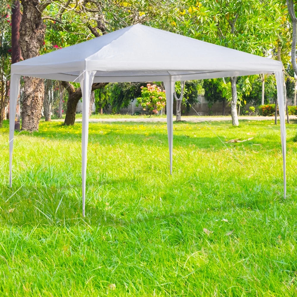 Outdoor Backyard Tent for Party, YOFE 10x10 ft Wedding Canopy Tent Gazebo Tent for Camping Beach BBQ Shelter, Waterproof Sunproof Garden Party Tent no Sidewall, White Car Tent, D113