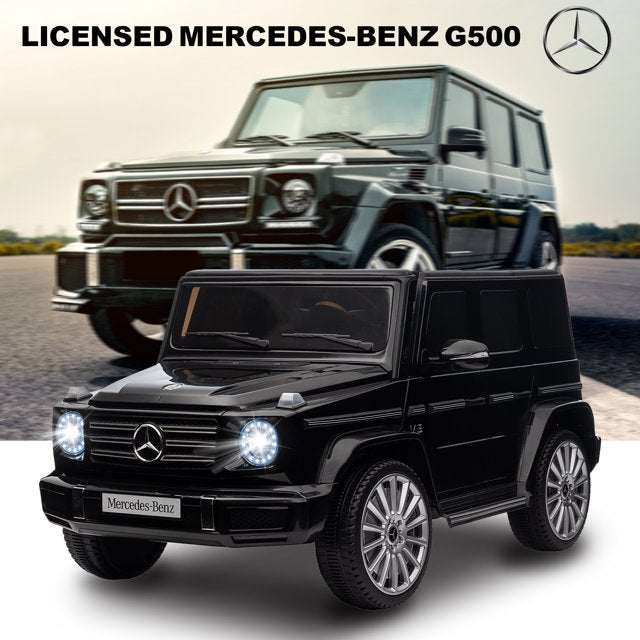 24V Ride on Toys for Kids, Mercedes-Ben G500 Battery Powered Ride on Cars with Remote Control, Music Player, Bluetooth, USB, LED Light, 3 point Safety Belt, Electric car for Kids Gift 3-6, Black