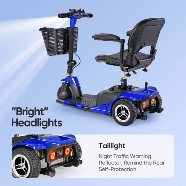 ENYOPRO 3 Wheel Electric Scooter for Adults, Foldable Mobility Scooter for Seniors with 360° Adjustable Seat, Powered Electric Wheelchair with Bright Headlights, Basket and Long-Range Battery